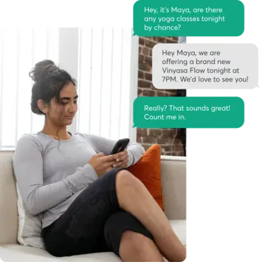 woman using SMS