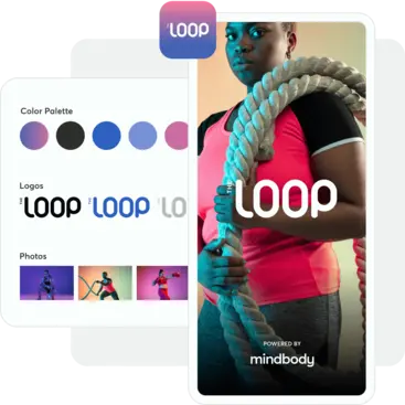 A collage showing Mindbody a branded mobile app