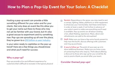 Top of salon pop-up event checklist