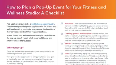Checklist for hosting a pop-event at a fitness and wellness business