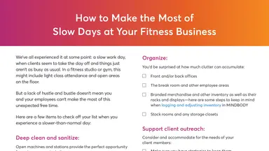 How to Make the Most of Slow Days at Your Fitness Business Checklist