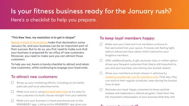 Portion of checklist to get your fitness business ready for the January rush