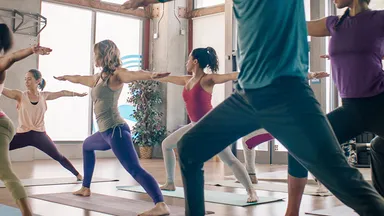 Group yoga class.