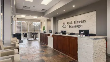The front desk at Oak Haven Massage
