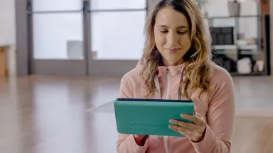 Woman working on iPad