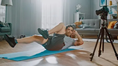 Person filming a workout