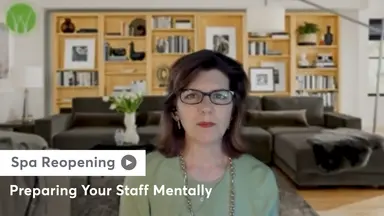 Still of Lisa Starr sharing how spa owners can help prepare their staff mentally