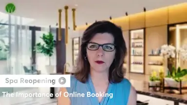 A screenshot of spa consultant Lisa Starr talking about the importance of online booking