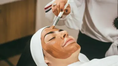 woman getting facial