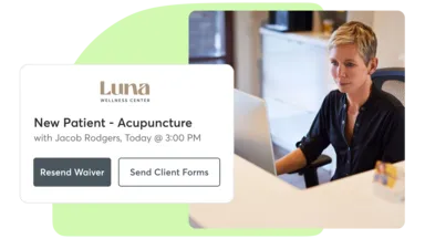 A collage showing Mindbody pre-registration features