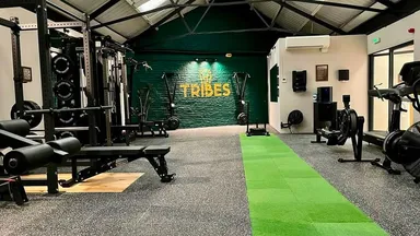 The interior of TRIBES studio, gym, and clinic.