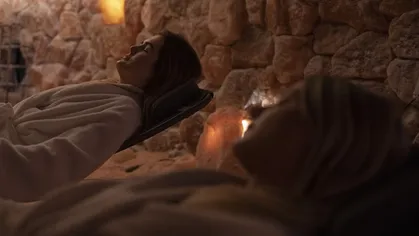 Two clients in a salt cave