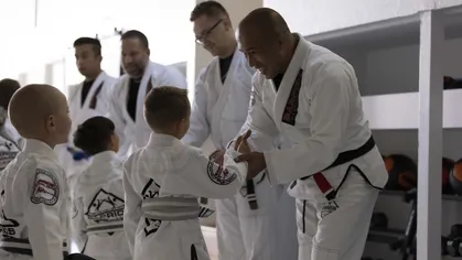 Students and instructors at a martial arts class
