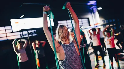 Woman leading a workout class