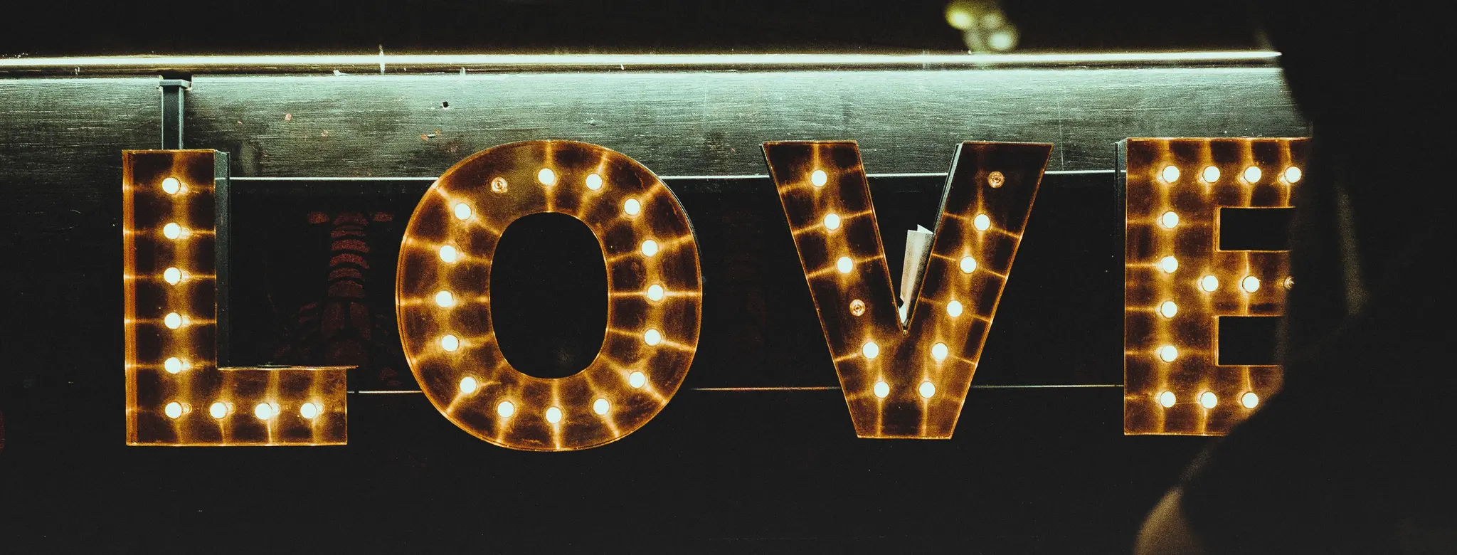 LOVE sign in lights