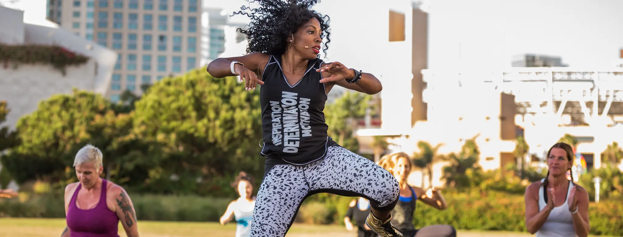 Woman teaching hip hop fitness