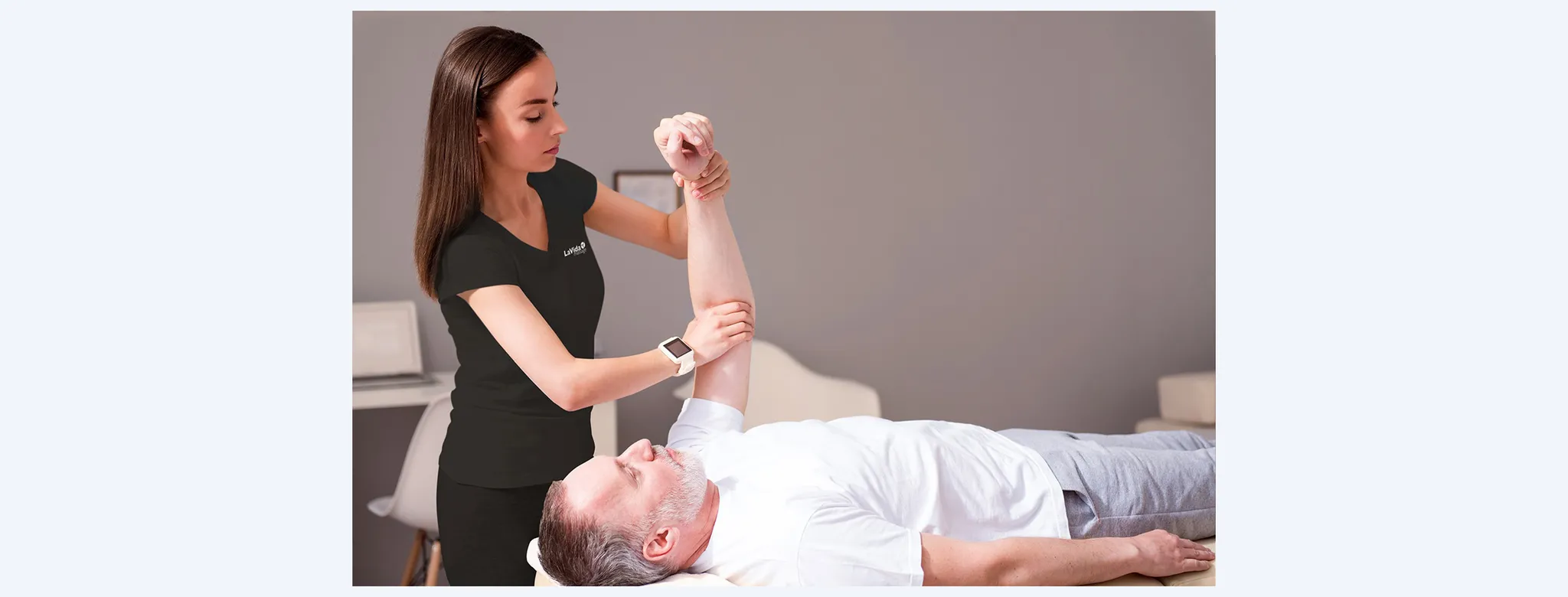 A man being stretched at LaVida Massage