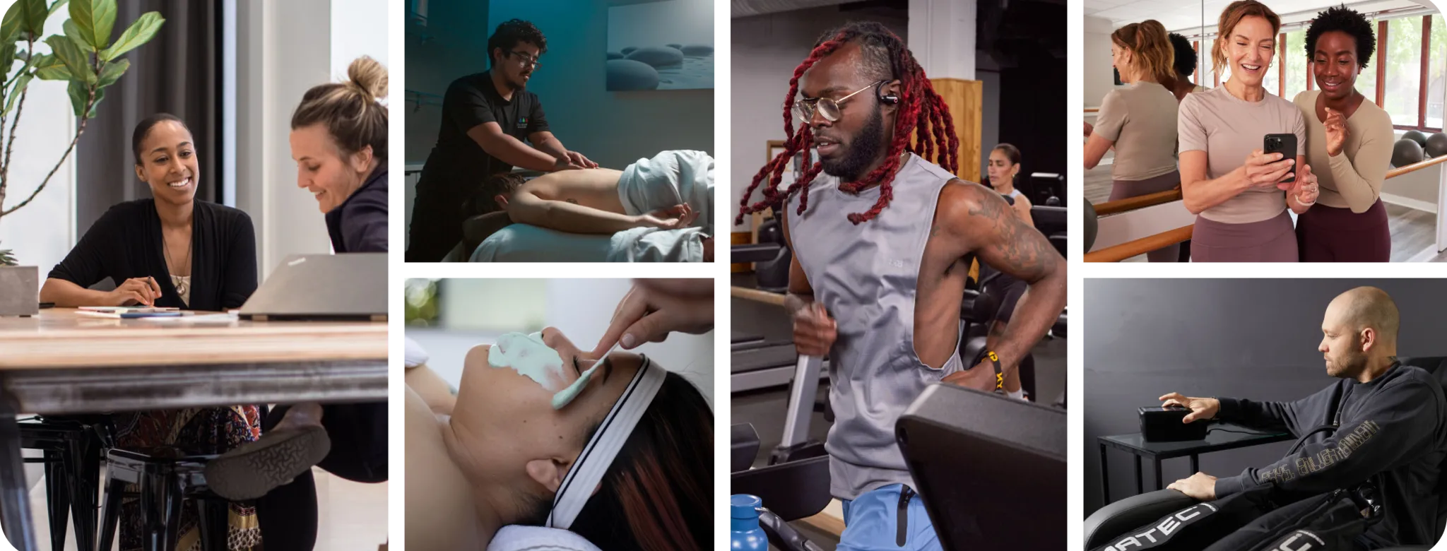 Collage of fitness and wellness businesses