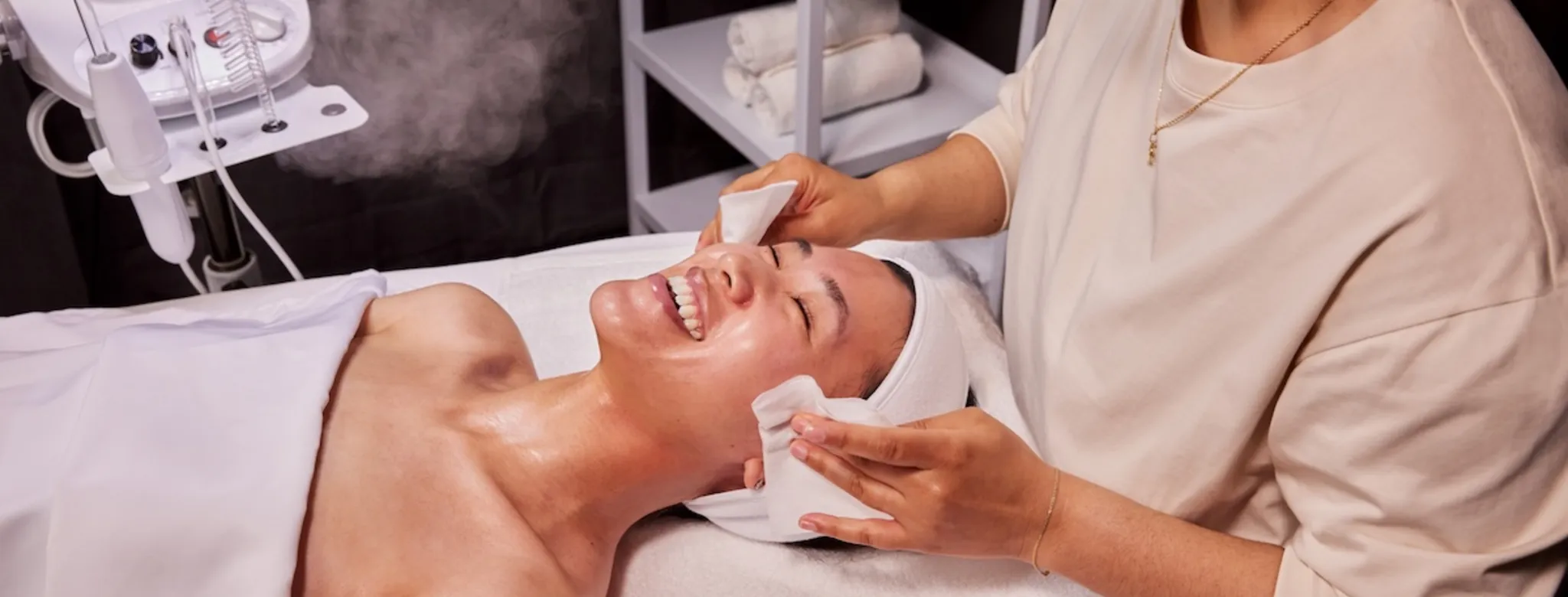 A woman at the spa receiving a treatment.