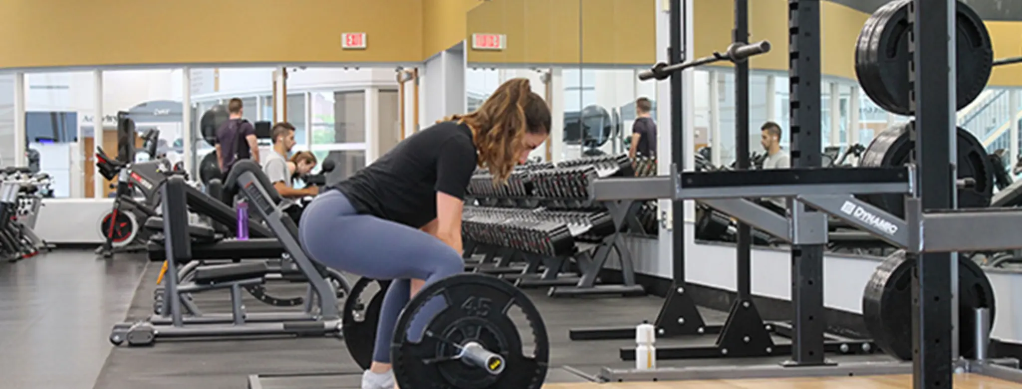 woman lifting weights in gym