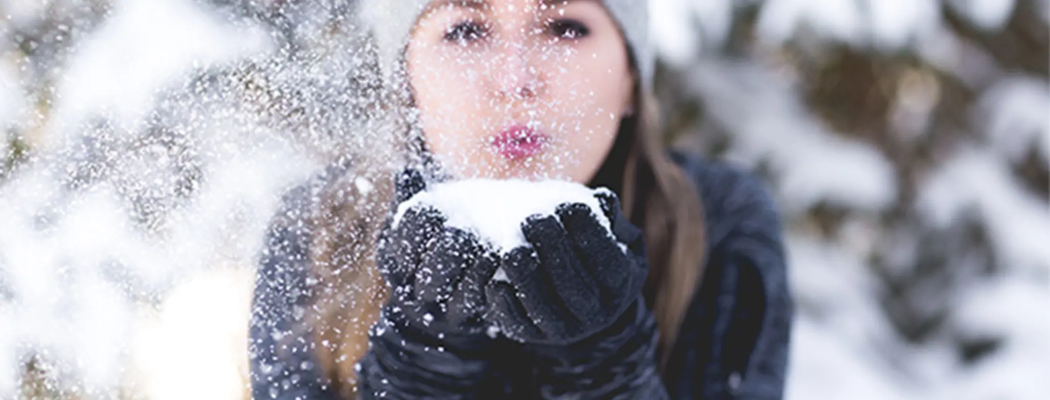 woman in holiday snow