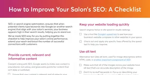 Top of checklist listing ways salons can improve search engine ranking results