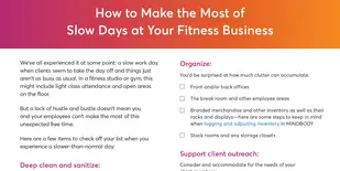 How to Make the Most of Slow Days at Your Fitness Business Checklist