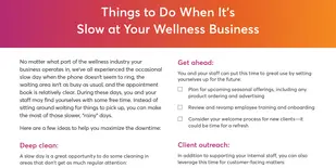 Things to Do When It’s Slow at Your Wellness Business Checklist