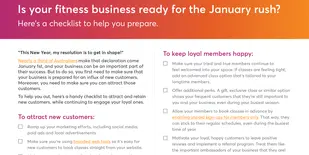 Portion of checklist to get your fitness business ready for the January rush