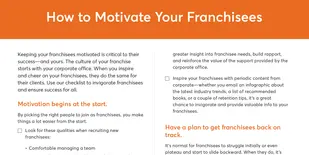 Preview of the checklist on how to motivate your franchisees