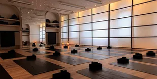 Yoga mats laid out in studio