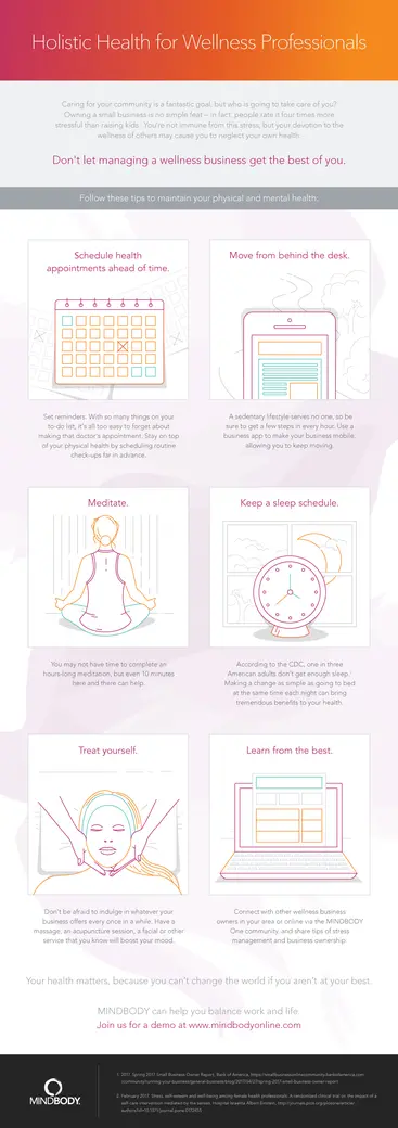 Infographic all about how to avoid letting your wellness business get the best of you