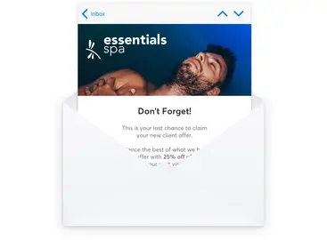 Opened email marketing offer for float spa