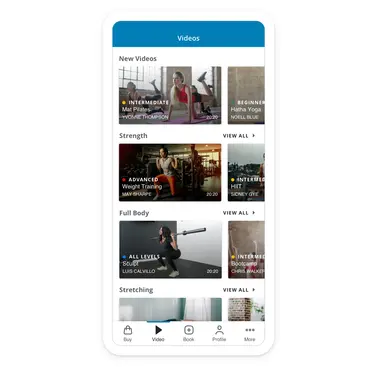 Branded mobile app displaying available video-on-demand options
