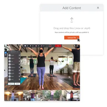 Screenshot of fitness class video being uploaded into the software
