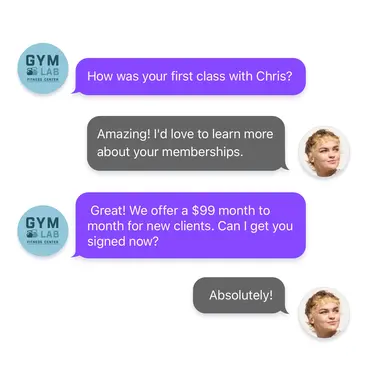 Follow up conversation between client and AI receptionist after workout
