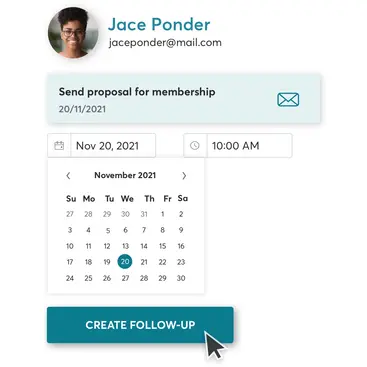 Lead profile with outreach info and date/time follow-up reminders