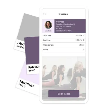 Branded mobile app for yoga studio with design options