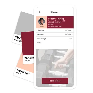 Personal trainer mobile app with design options