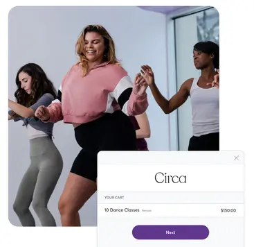 Screenshot showing how Mindbody dance studio software supports payments