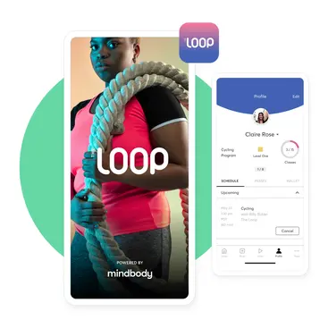user interface of a branded mindbody app