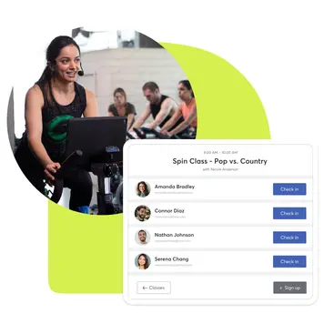 check in screen for a spin class