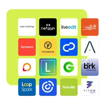 A collection of icons showing Mindbody software integrations