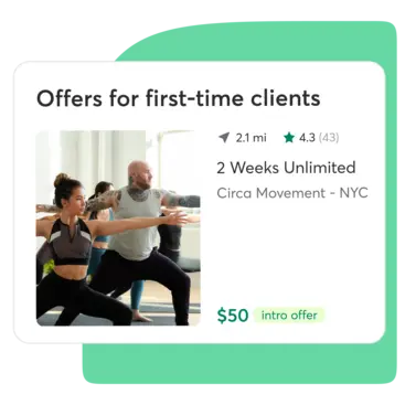 A collage showing intro offers on the Mindbody Marketplace