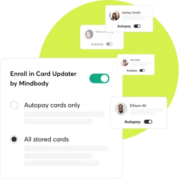A collage showing Mindbody Card Updater