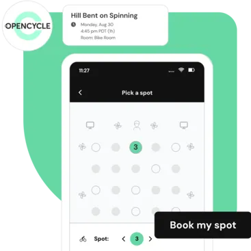 A screenshot showing the Pick-a-Spot feature within Mindbody software