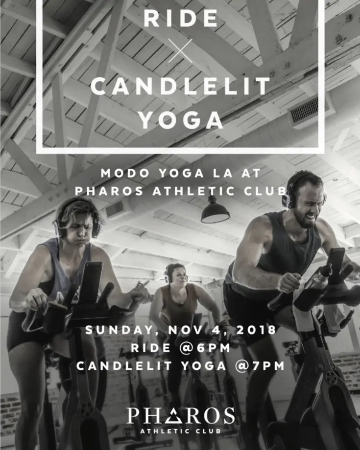 Candlelit yoga announcement from Pharos Athletic Club