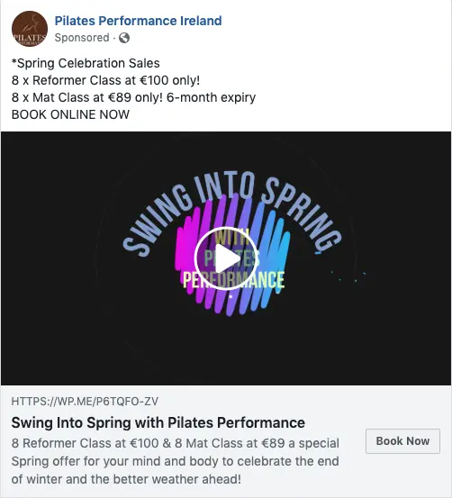 Pilates Performance Facebook ad