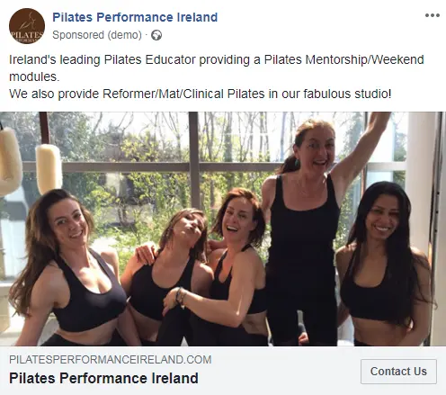 Pilates Performance Facebook ad
