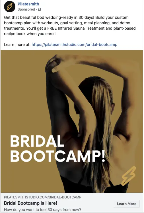 Pilatesmith Facebook ad